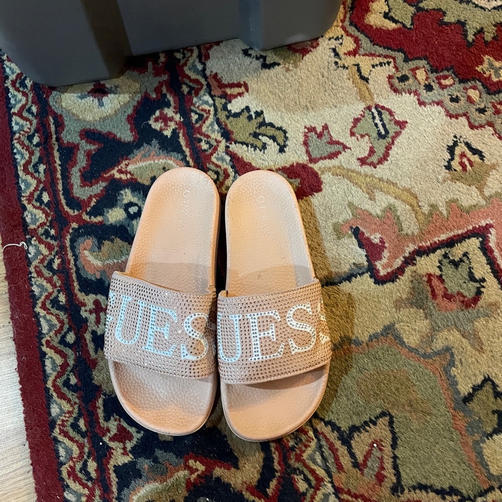 Guess Tan Slide Sandals